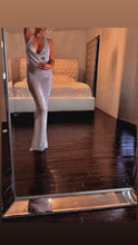 Load image into Gallery viewer, Sexy Silver Metallic Drop Neck Backless Chain Link Knit Sheer Long Dress By Revolution Girl ⭐️
