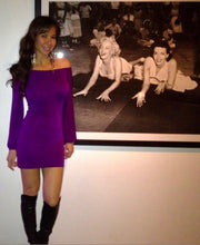 Load image into Gallery viewer, Sexy Purple Off Shoulder Balloon Long Sleeve Mini Dress by Revolution Girl 💜
