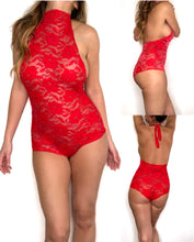 Load image into Gallery viewer, Floral Lace High Neck Backless Romper By Revolution Girl 🩷
